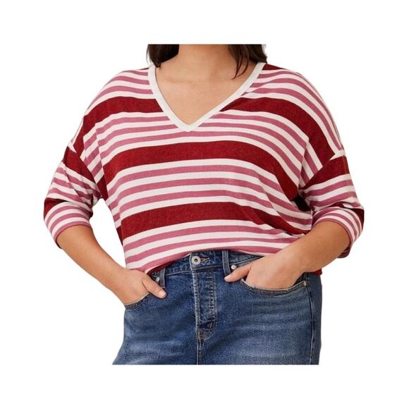 Torrid Top Relaxed Fit Super Soft Plush V-Neck Drop Shoulder Pink Size 2X New - Picture 1 of 14